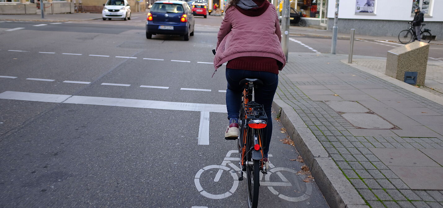 Schutzstreifen in der Silberburgstraße, Stuttgart Schutzstreifen in der Silberburgstraße, Stuttgart