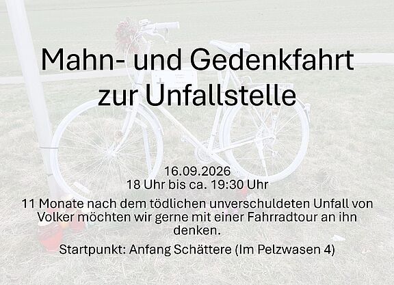 ähnlich Todesanzeige, Ghostbike, Aufruf zur Mahnfahrt, Aufruf zur Gedenkfahrt